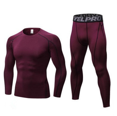 Men's Fitness Running Compression Training Suit Tights Long-sleeved Shirt Pants