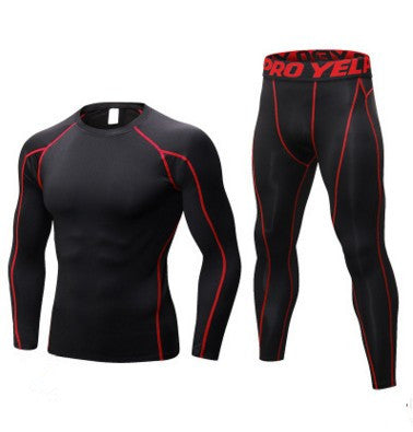 Men's Fitness Running Compression Training Suit Tights Long-sleeved Shirt Pants